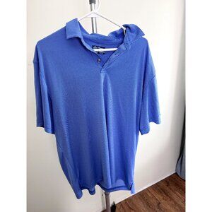 Ben Hogan Performance Shirt Polo Mens XL Blue Short Sleeve Dri Geometric Golf